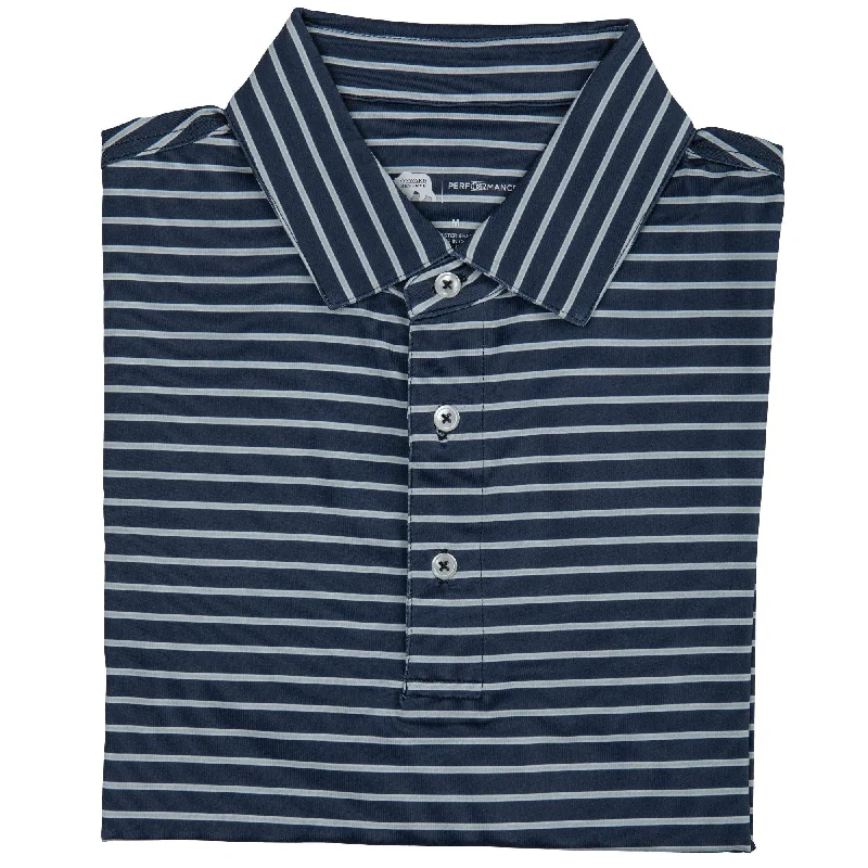 Men's Shirts with Embellished CollarsEagle Stripe Performance Polo - Vintage Indigo/Smoke