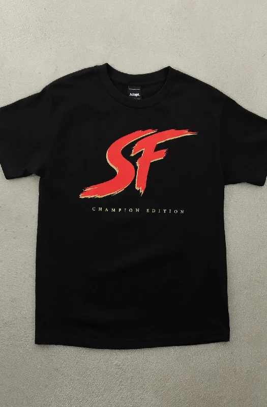 Men's Shirts with Short PlacketsES EF :: Champion Edition (Men's Black/Red Tee)