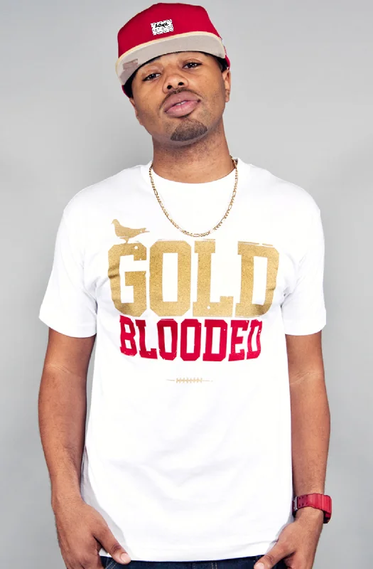 Men's Shirts with Tab CollarsGold Blooded (Men's White/Red Tee)