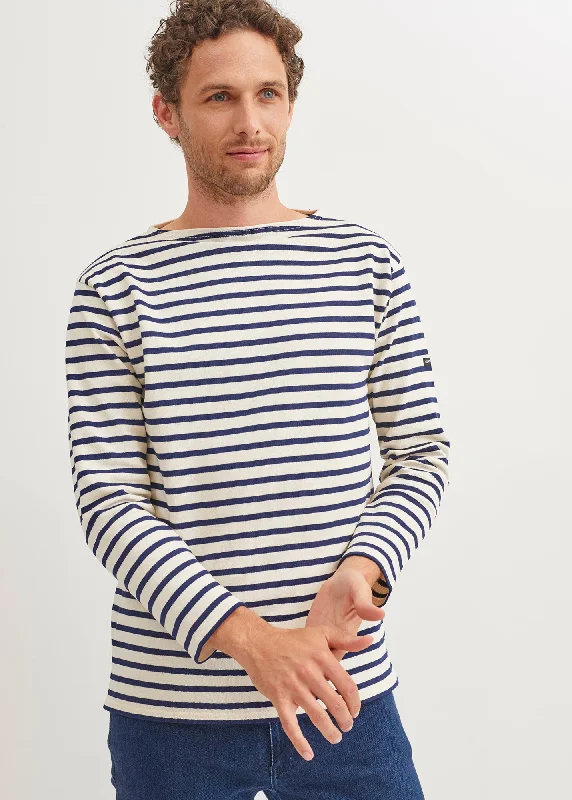 Men's Tailored Shirts for a Sharp AppearanceGuildo striped sailor shirt - boat neck, in thick cotton (ECRU/MARINE)