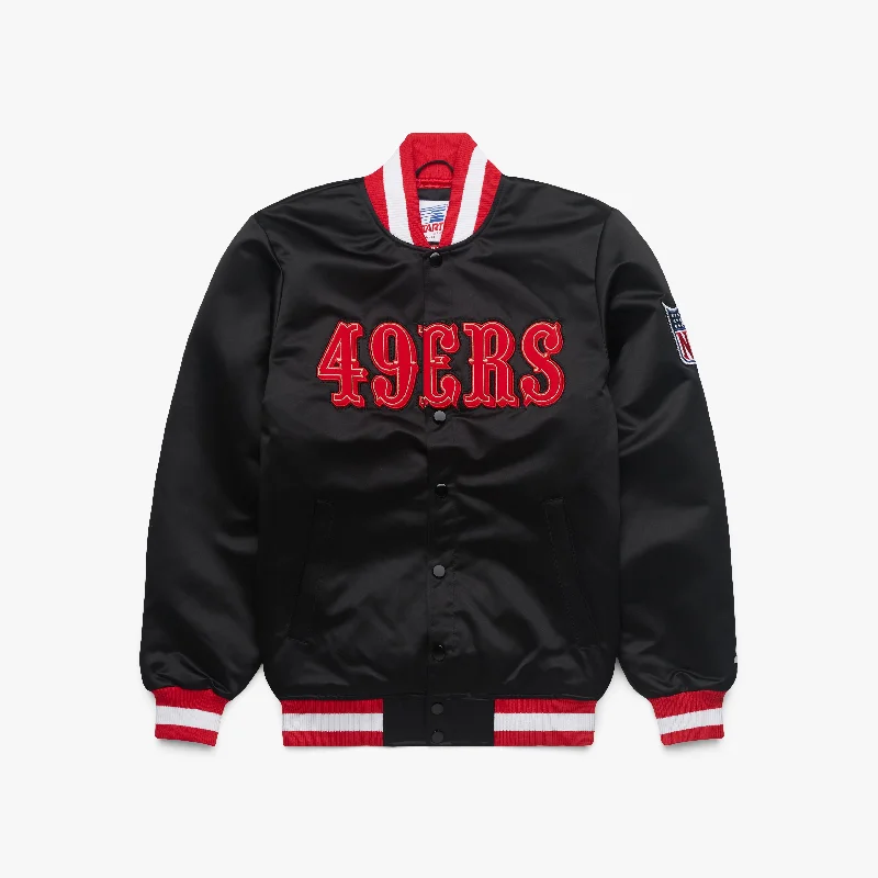 Men's Shirts with Adjustable HemlinesHOMAGE x Starter 49ers Blackout Heavyweight Satin Jacket