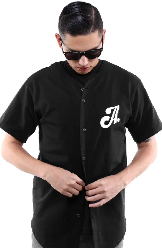 Men's Shirts with Velcro ClosuresHome Team (Men's Black Baseball Jersey)