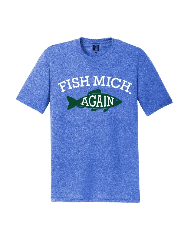 Warm Men's Fleece-Lined TopsInk Detroit - Fish Mich. Again T-Shirt - Heather Royal