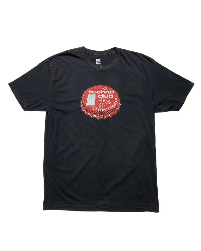 Men's Shirts with Patchwork SleevesInk Detroit- Vintage Techno Club T-Shirt - Soft Washed Graphite