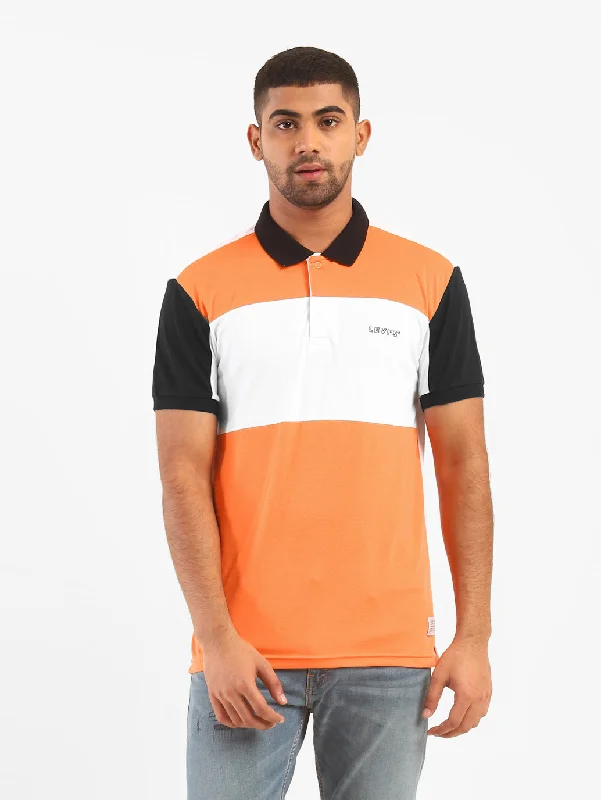 Warm Men's Fleece-Lined TopsMen's Colorblock Polo T-shirt