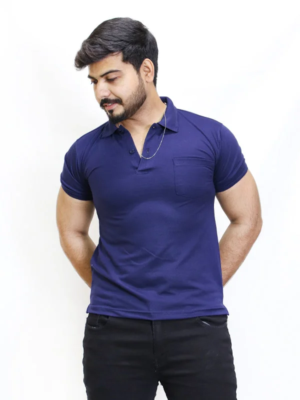 Men's Tailored Shirts for a Professional AppearanceM Men's Plain Polo T-shirt Navy Blue - With Pocket