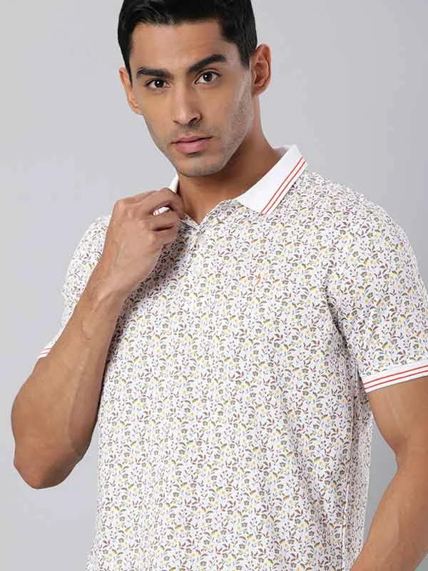 Men's Shirts with Rounded HemlinesMen Printed Polo T-Shirt