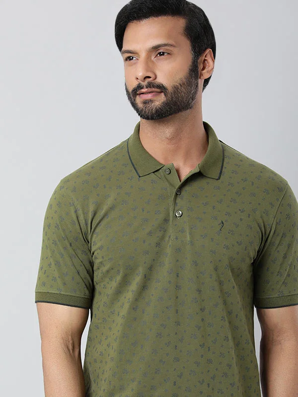 Men's Shirts with Rounded HemlinesMen Printed Polo T-Shirt