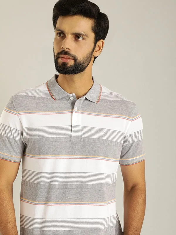 Men's Shirts with Chest PocketsMen Striped Polo T-Shirt