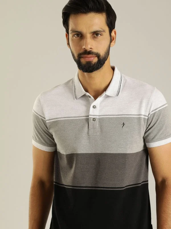 Men's Shirts with Roll-Up SleevesMen Striped Polo T-Shirt