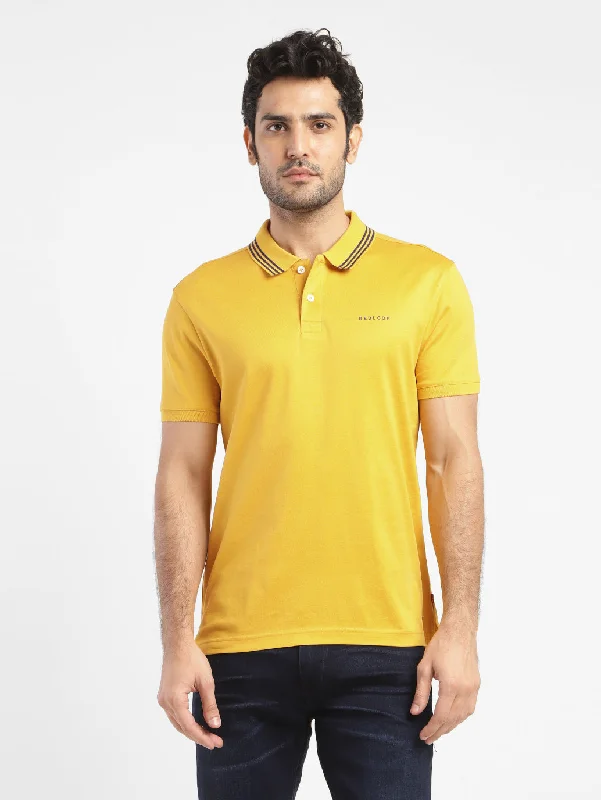 Men's Shirts with Striped PatternsMen's Solid Polo T-shirt Yellow