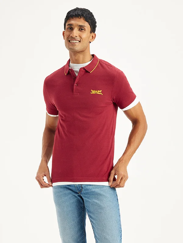 Men's Shirts with Embroidered DesignsMen's Solid Slim Fit Polo T-Shirt