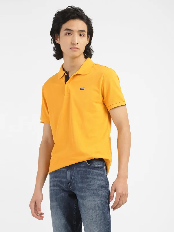 Men's Shirts with Button-Down PocketsMen's Yellow Polo Collar T-Shirt