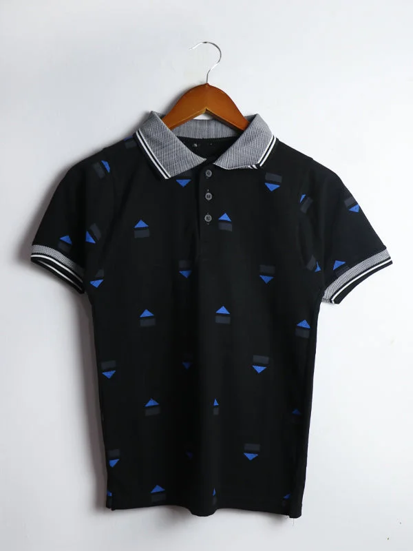 Men's Shirts with Geometric PatternsHG Men's Polo T-Shirt Black