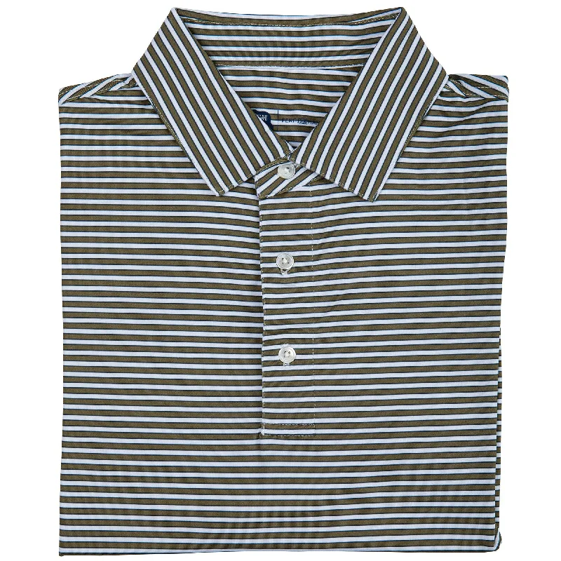 Men's Shirts with Double-Breasted DesignsMulligan Stripe Performance Polo - Olive Drab/Collegiate Blue