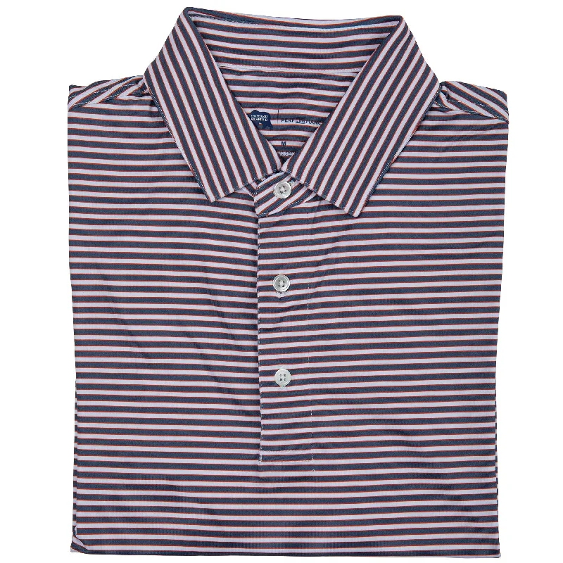 Men's Shirts with Checkered PatternsMulligan Stripe Performance Polo - Vintage Indigo/Autumn Glaze