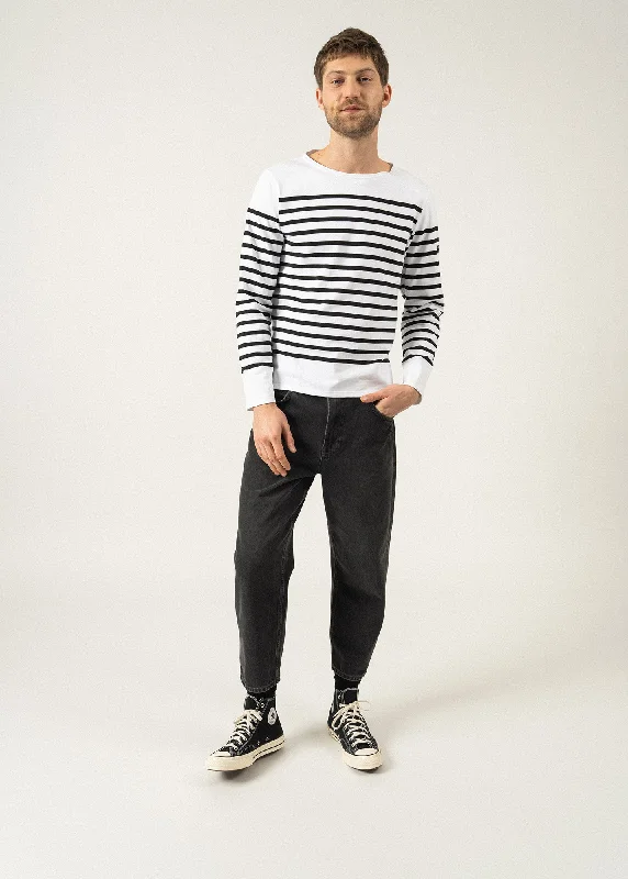 Men's Solid-Colored Shirts for VersatilityNaval authentic striped sailor shirt - in combed cotton (NEIGE/NOIR)