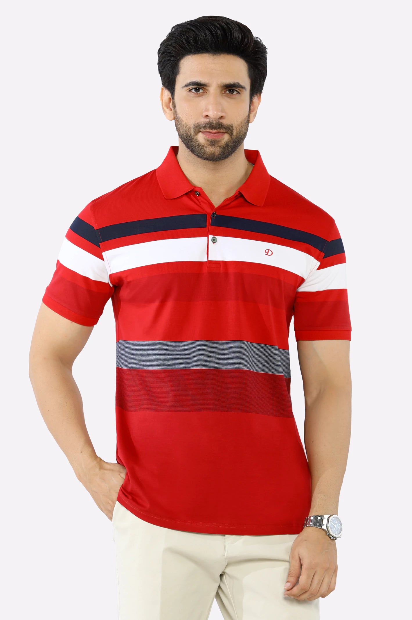 Solid-Colored Men's ShirtsRed Yarn Dyed Polo