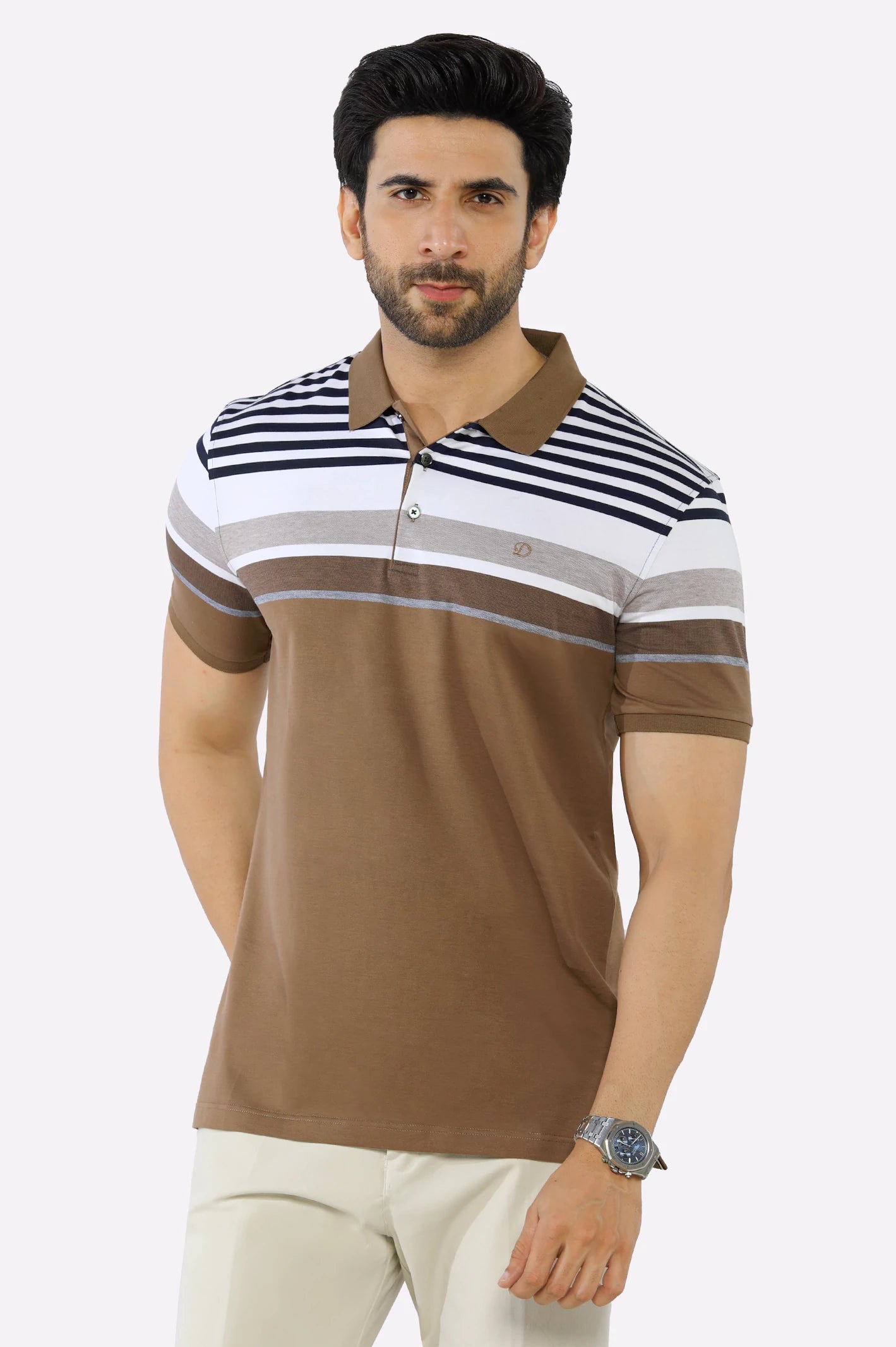 Comfortable Men's Polo ShirtsBrown Yarn Dyed Polo