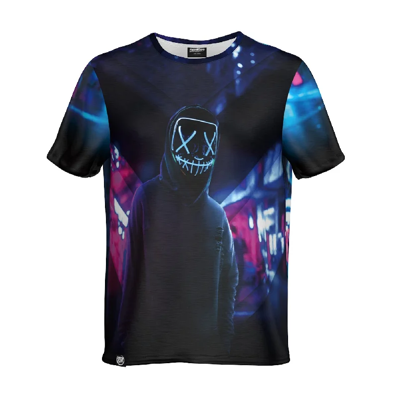 Men's Shirts with Zippered PocketsNeon Face T-Shirt