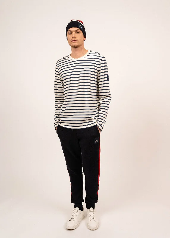 Men's Pattern-Clashing Shirts for Bold FashionNormands cotton sailor striped shirt - SAINT JAMES x Kappa (ECRU/MARINE)