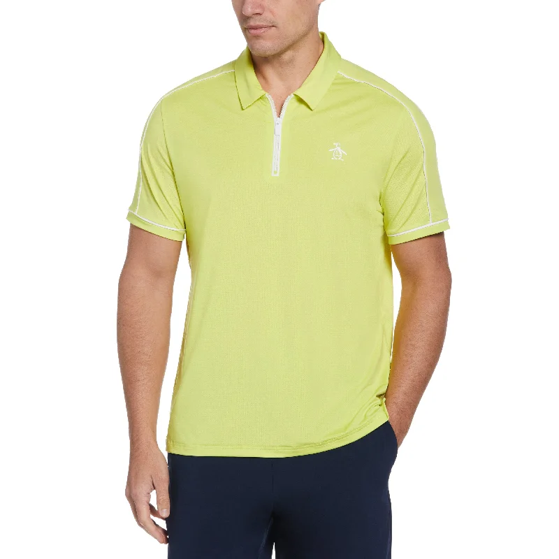 Men's Shirts with Floral PrintsPiped Performance 1/4 Zip Tennis Polo