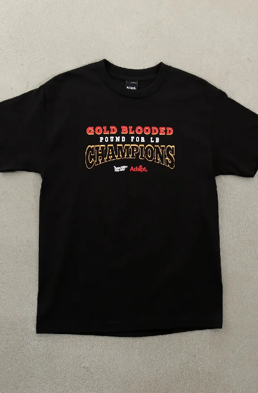 Striped Men's TopsPermanent Holiday X Adapt :: Gold Blooded Holiday (Men's Black Tee)