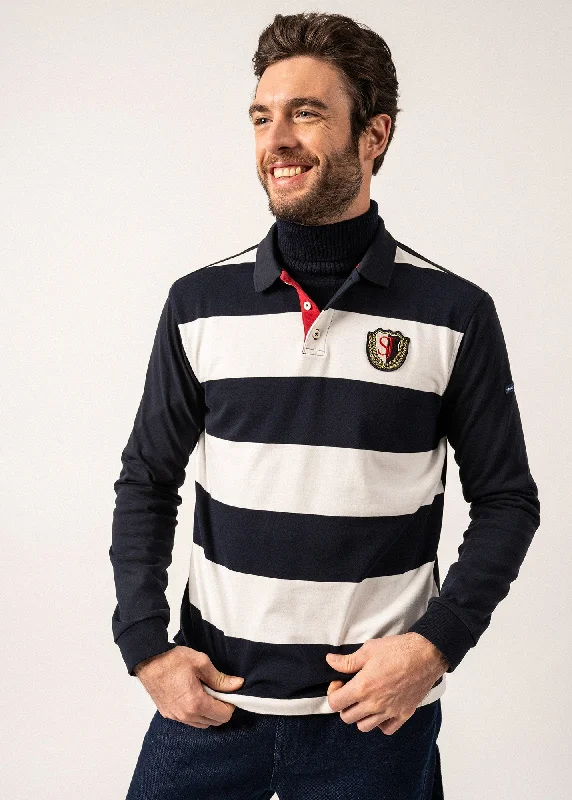 Men's Designer Shirts for a Statement PiecePierrot Rugby-style Striped Polo Shirt - long sleeves, with SAINT JAMES badge (AMIRAL/ECUME)