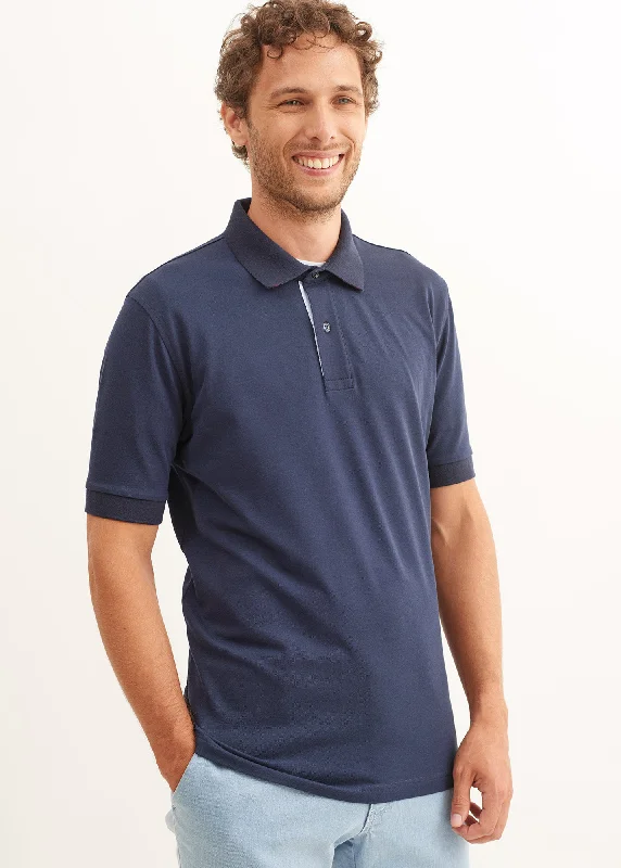 Men's Easy-Care Shirts for Busy LifestylesRayan polo shirt in cotton stretch - pique knit, embroidered (MARINE)