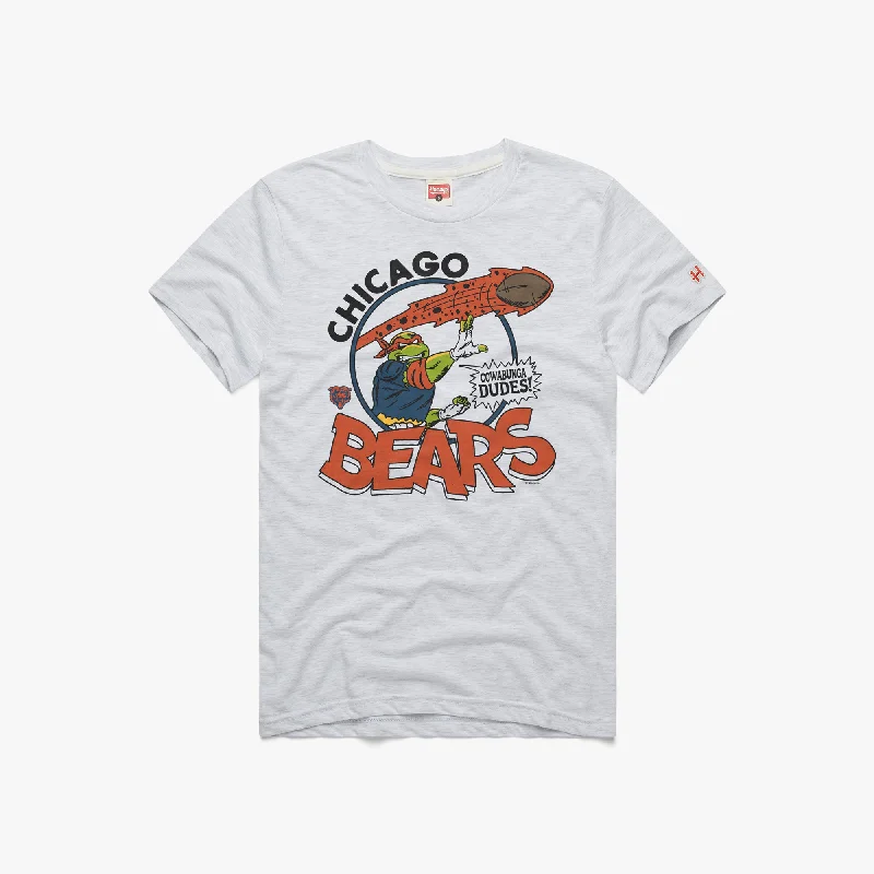 Men's Shirts with Spread CollarsTMNT Michelangelo x Chicago Bears