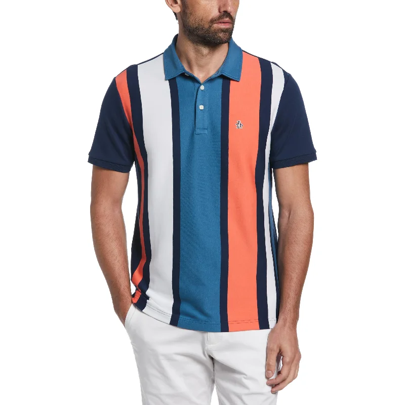 Men's Shirts with Roll-Up SleevesCotton Interlock Vertical Stripe Polo