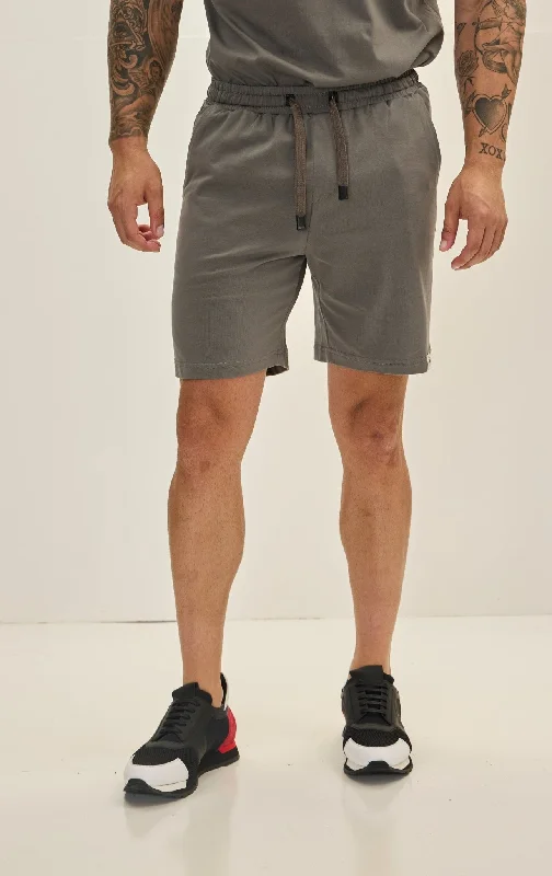 Men's Pants with Embroidered DesignsLightweight Cotton Shorts - Anthracite