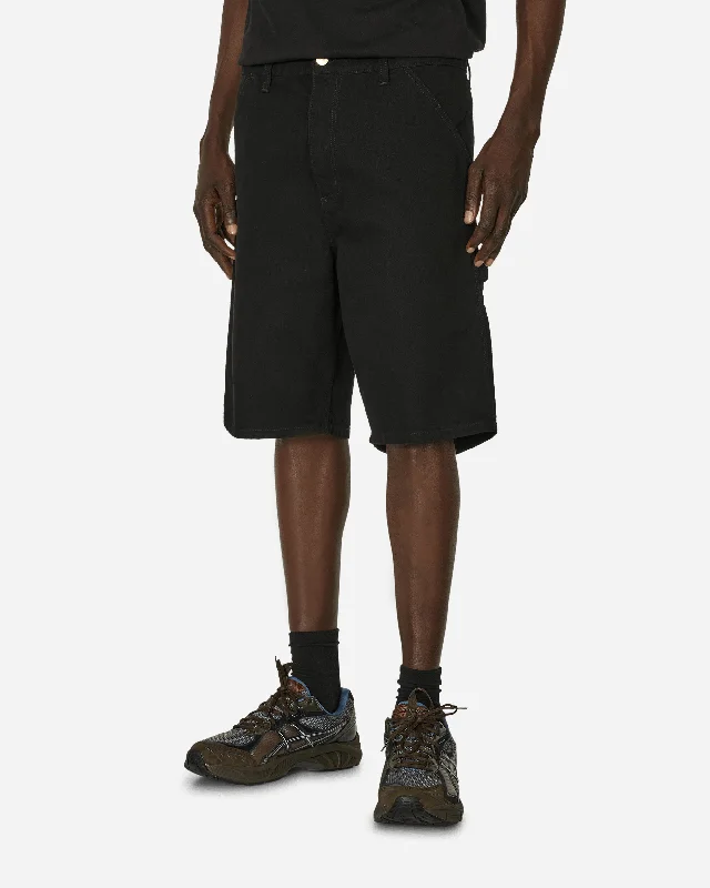 Men's Pants with Appliqué DetailsSingle Knee Shorts Black (Rinsed)