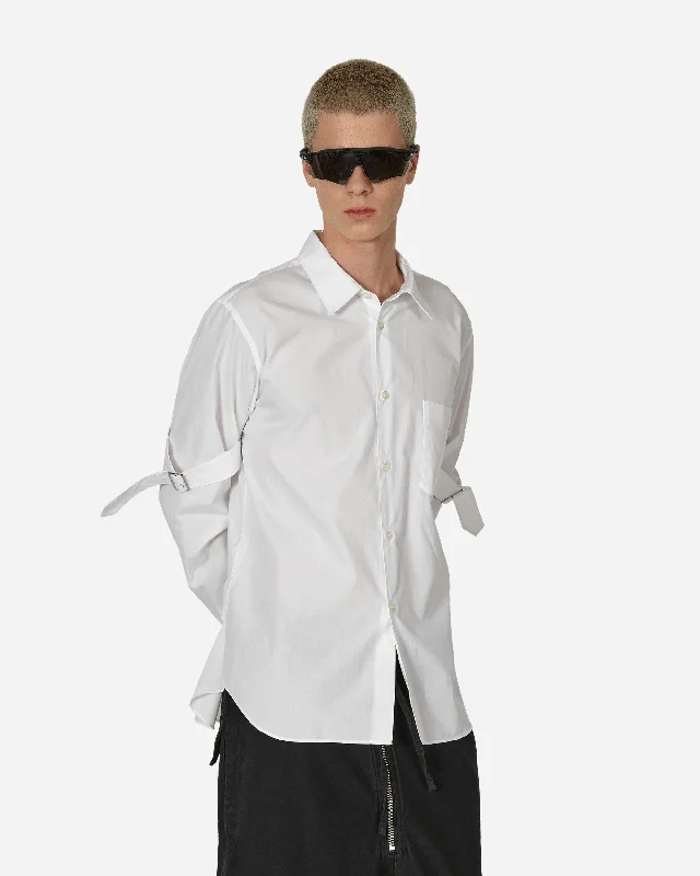 Durable Men's Work ShirtsElbow Buckle Detail Longsleeve Shirt White