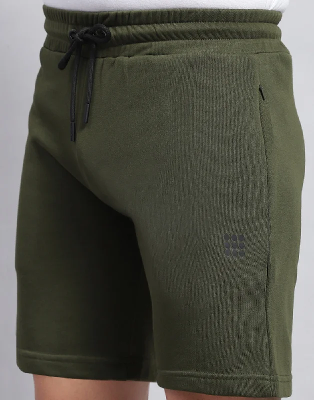 Men's Pants with Patch PocketsMen Olive Solid Smart Fit Short