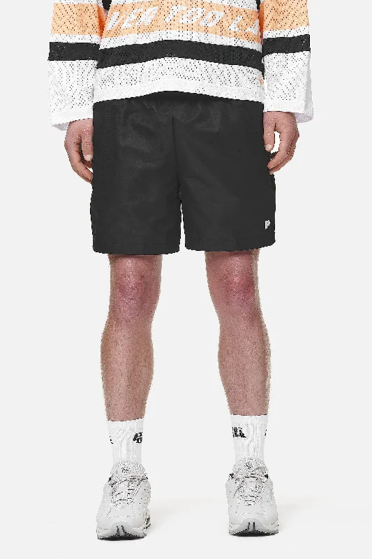 Men's Tapered Pants for a Slimming EffectP Logo Basic Shorts Black