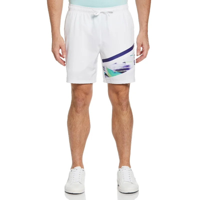 Men's Chino Shorts for Warm WeatherAsymmetric Print Performance 7" Tennis Short