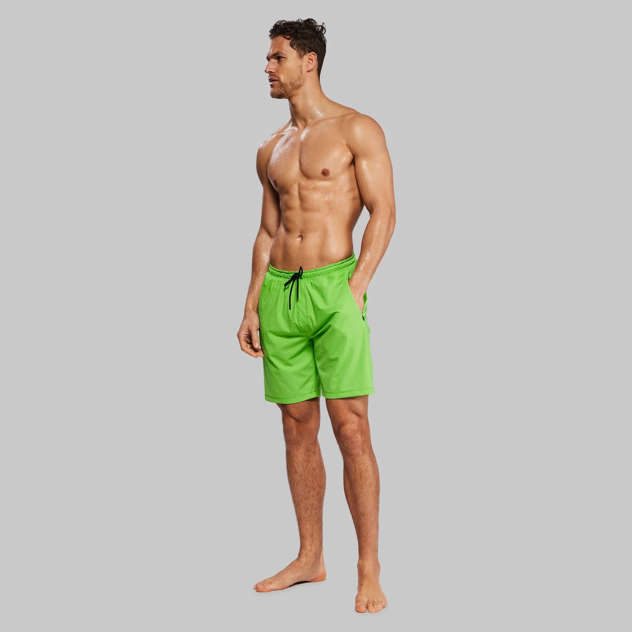 Men's Patterned Pants with Camouflage PrintsPlanet Earth Swim Shorts. Green edition