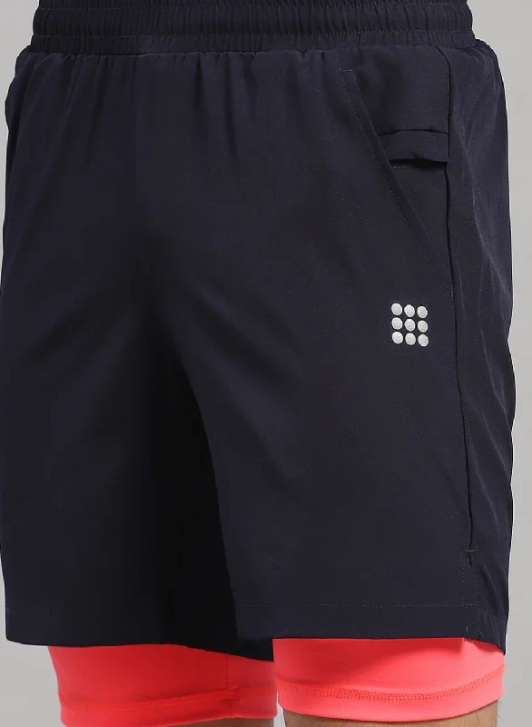 Stylish Men's Cargo PantsMen NAvy Blue Solid Short