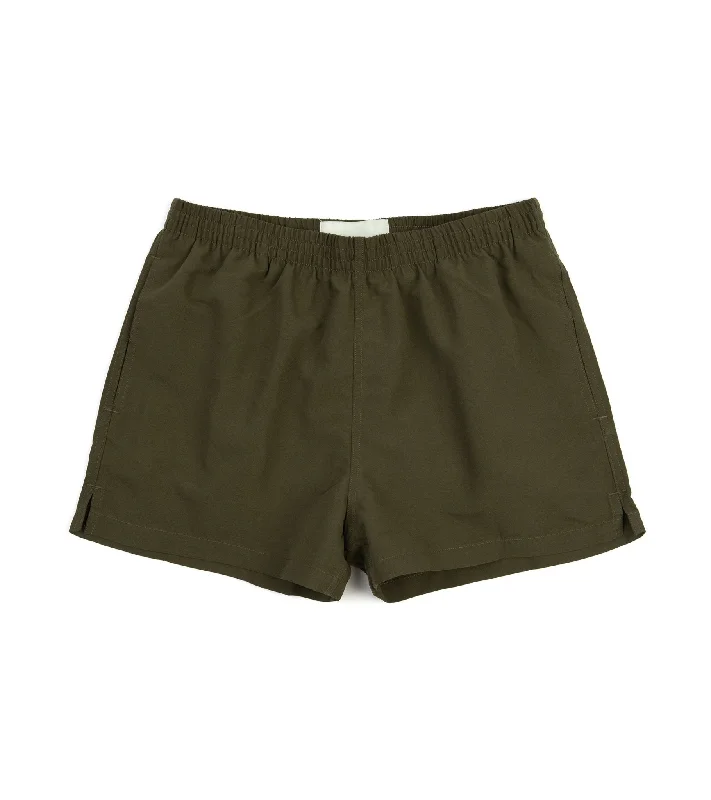 Men's Pants with Ripped and Distressed DetailsTimo Prep Nylon Swim Shorts: Olive