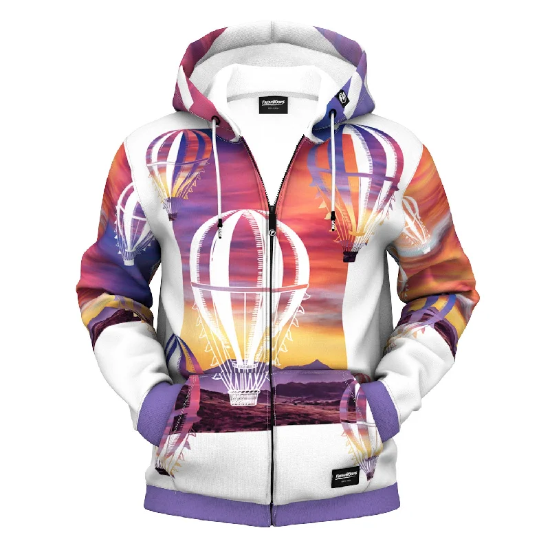 Men's Hoodies with Hidden PocketsBalloon Wonderland Zip Up Hoodie