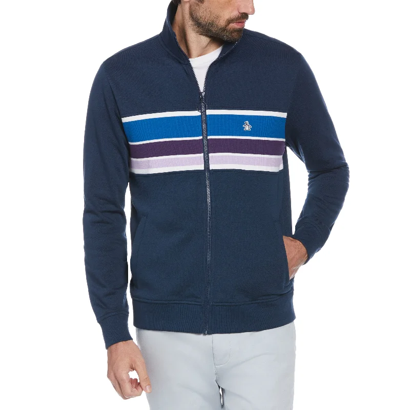 Designer Men's OvercoatsColor Block Stripe Track Jacket