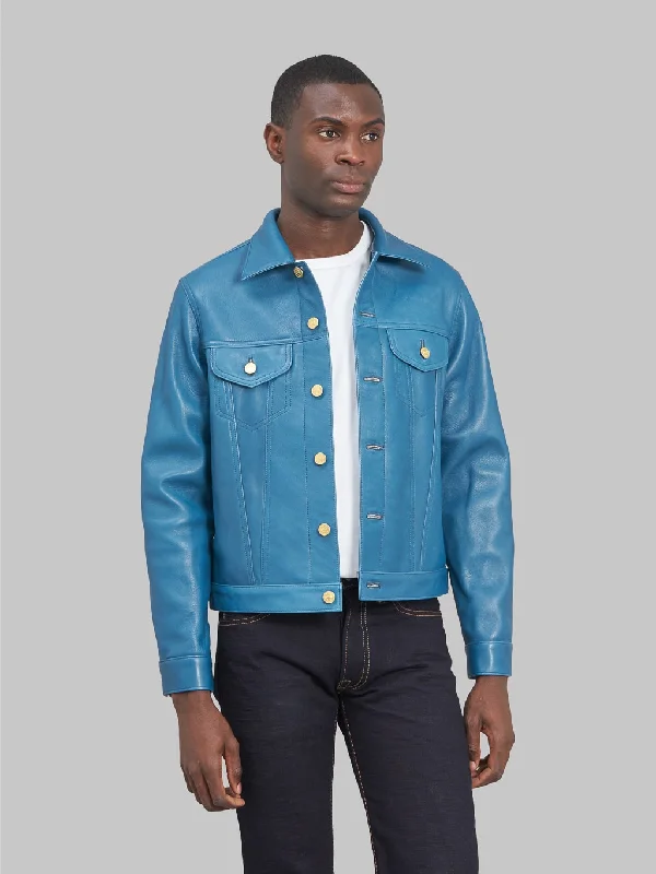 Men's Coats with Breathable FabricDouble Helix Western Pioneer Indigo Dyed Horsehide Jacket