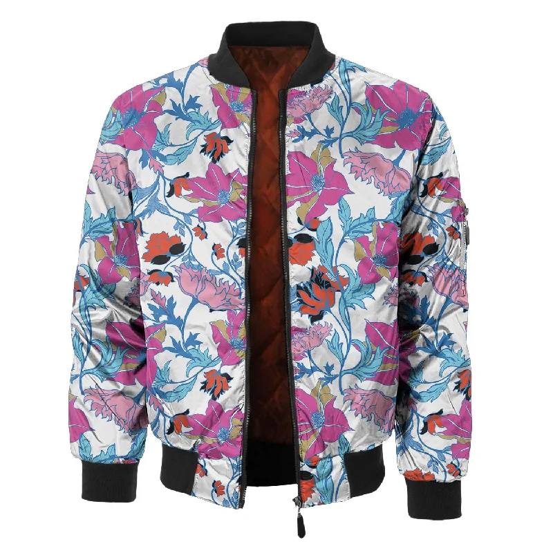 Men's Coats for Skinny MenFairy Tale Morning Floral Bomber Jacket