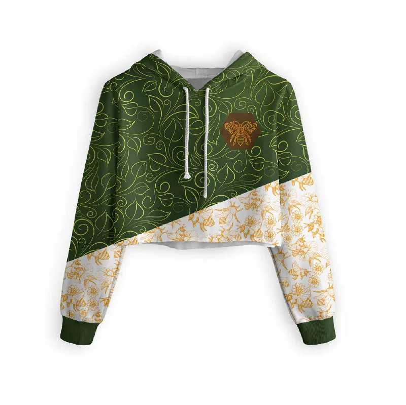 Men's Hoodies for Winter SportsFloral Bee Cropped Hoodie