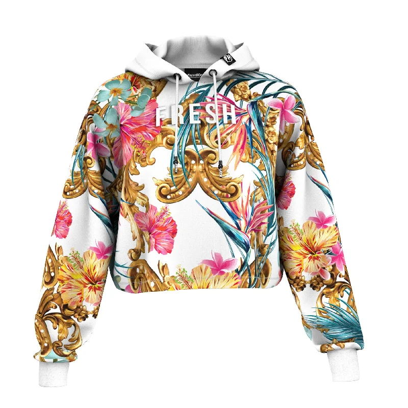 Elevated Men's Lounge HoodiesHidden Hibiscus Cropped Hoodie