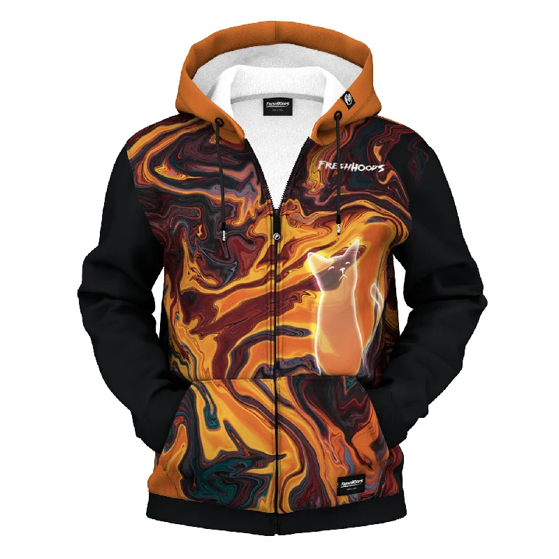 Cool Men's Graphic HoodiesLava Cat Zip Up Hoodie