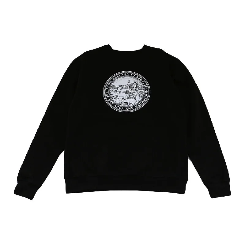 Men's Hoodies with Adjustable SleevesMens Cali State Seal Crewneck Sweatshirt Black