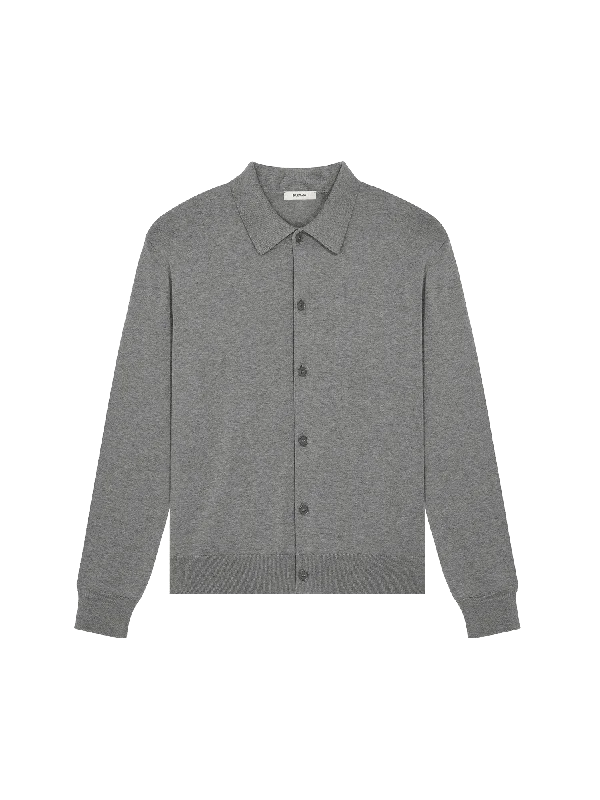 Men's Coats with Multi-Pocket DesignMens DNA Knitted Collared Shirt—grey marl