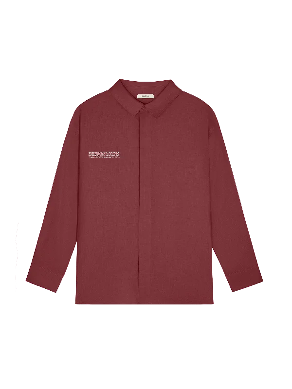 Versatile Men's Pea CoatsMens DNA Linen Collared Long Sleeve Shirt—garnet red